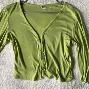 Aritzia Sunday Best Light Green Button-Up Blouse